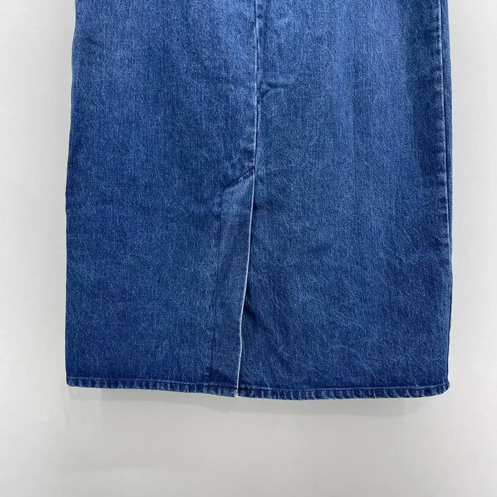 VTG Modern Essentials Long Denim Wrap Skirt Womens 16 Cottagecore 90s‎ Grandma